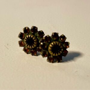Liz Palacios Orange Swarovski Crystal Floral Stud Earrings